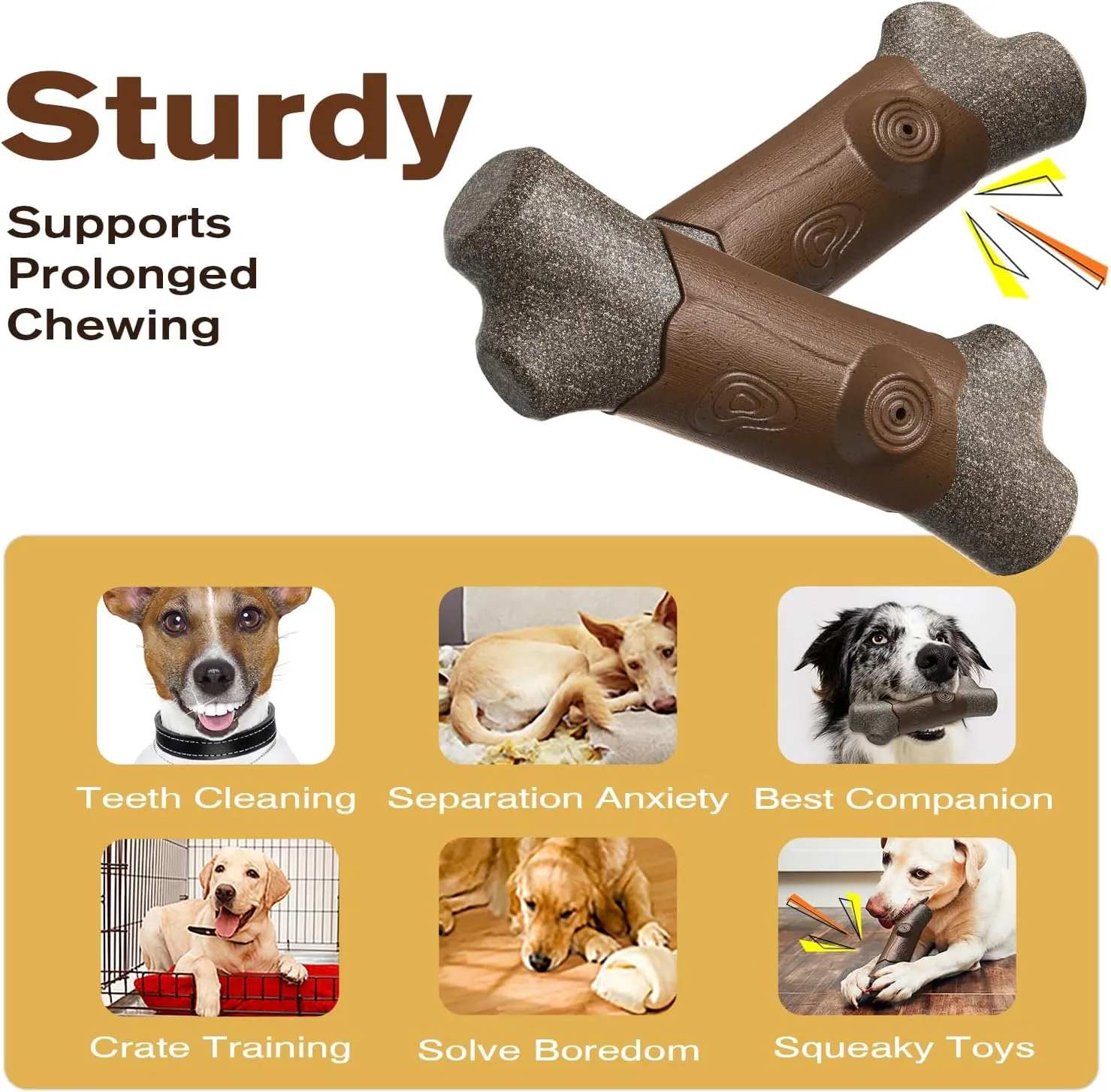 Dog Chew Indestructible Toy for Large Aggressive Chewers Extra-Large Breed Dogs Tough Enduring Boredom Stimulating Squeak Toys Interactive Teeth Indoor/Outdoor