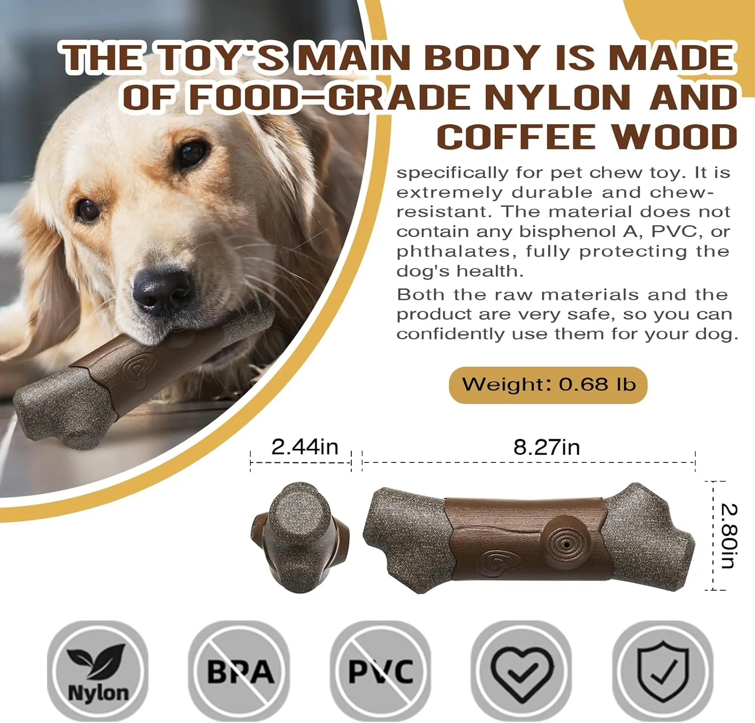 Dog Chew Indestructible Toy for Large Aggressive Chewers Extra-Large Breed Dogs Tough Enduring Boredom Stimulating Squeak Toys Interactive Teeth Indoor/Outdoor