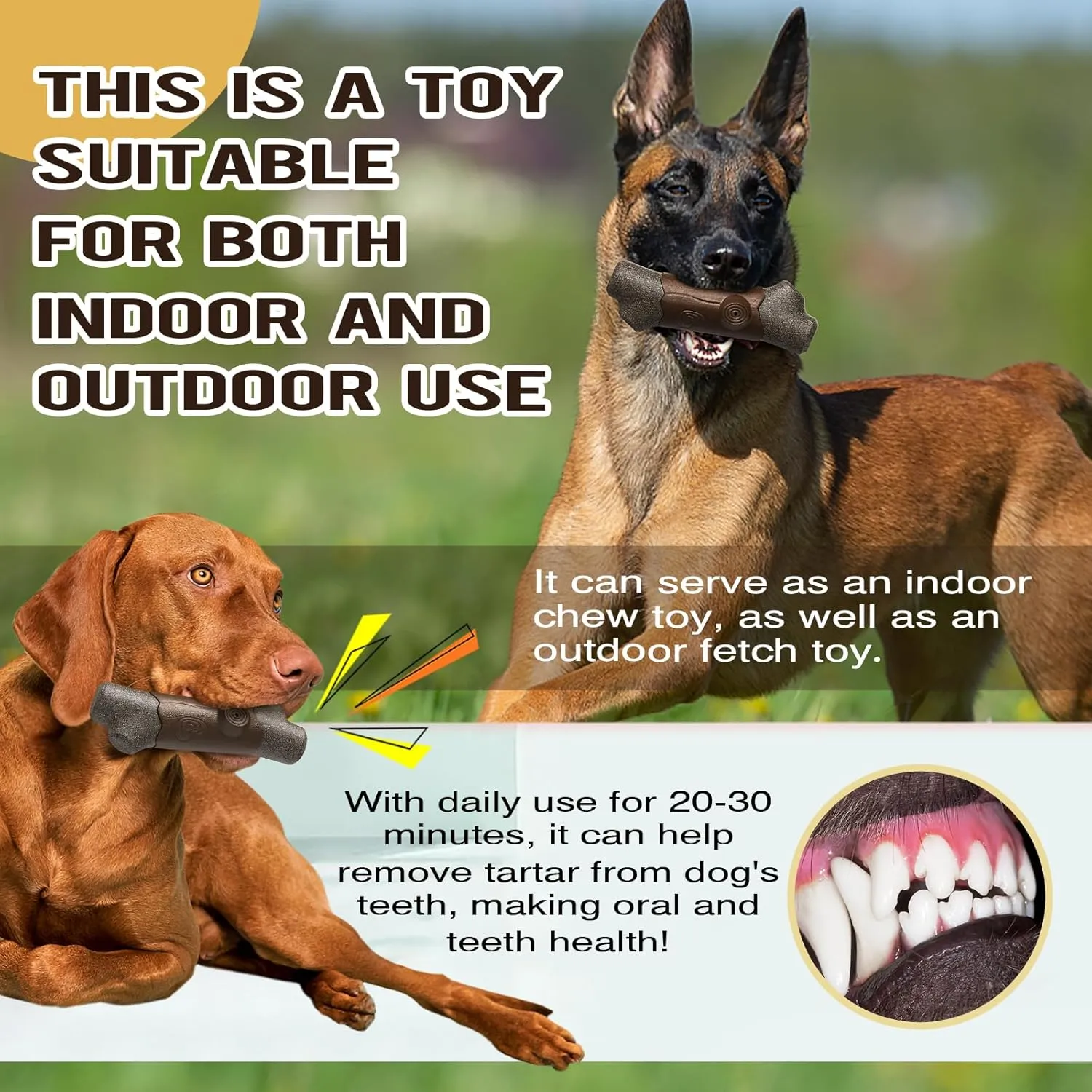 Dog Chew Indestructible Toy for Large Aggressive Chewers Extra-Large Breed Dogs Tough Enduring Boredom Stimulating Squeak Toys Interactive Teeth Indoor/Outdoor