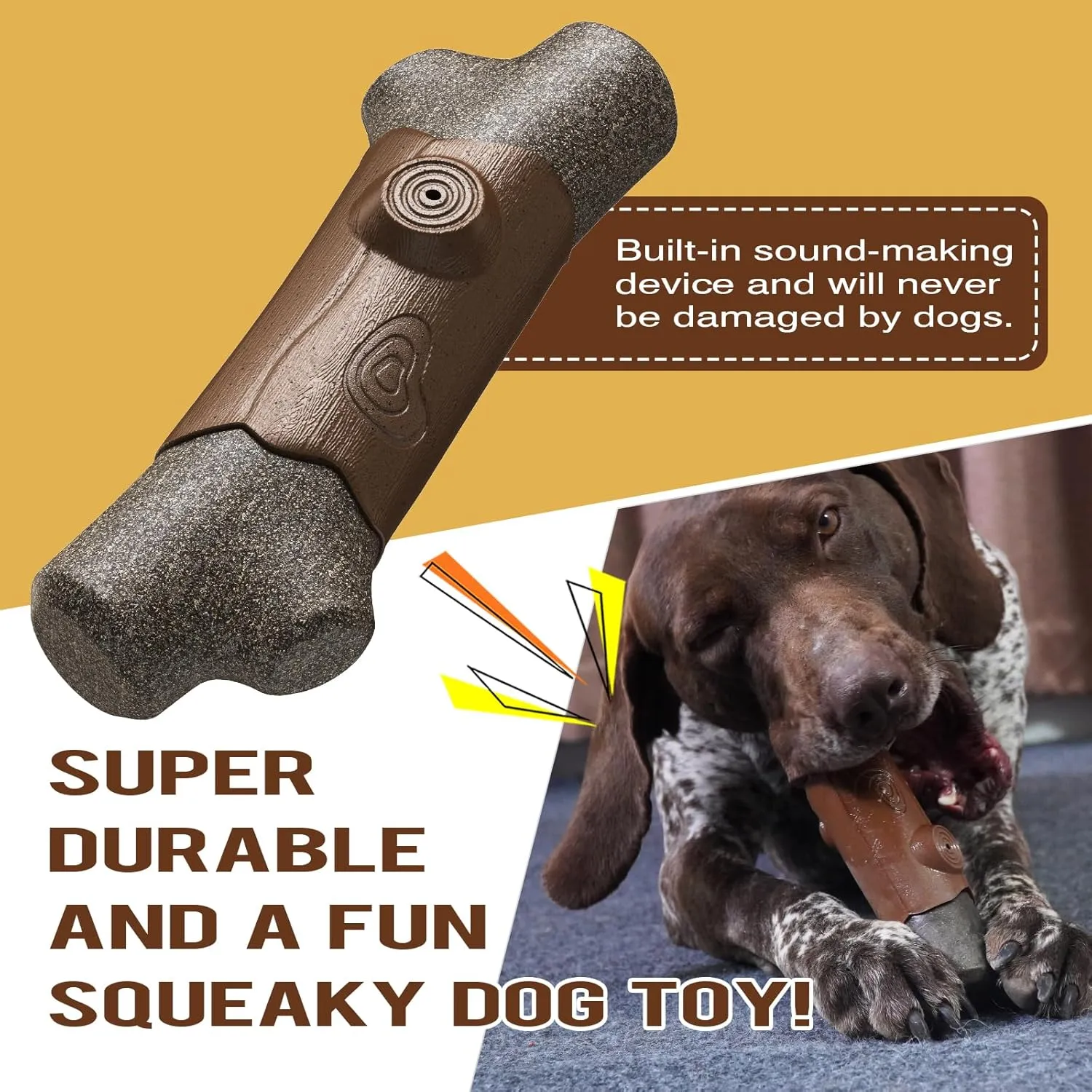 Dog Chew Indestructible Toy for Large Aggressive Chewers Extra-Large Breed Dogs Tough Enduring Boredom Stimulating Squeak Toys Interactive Teeth Indoor/Outdoor