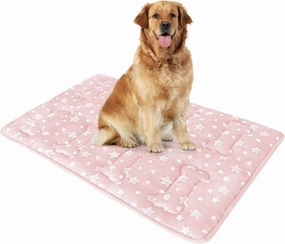 Dog Crate Mat, Soft Dog Bed Mat with Cute Prints, Personalized Dog Crate Pad, Anti-Slip Bottom, Machine Washable Kennel Pad, Pink (42" X 28")