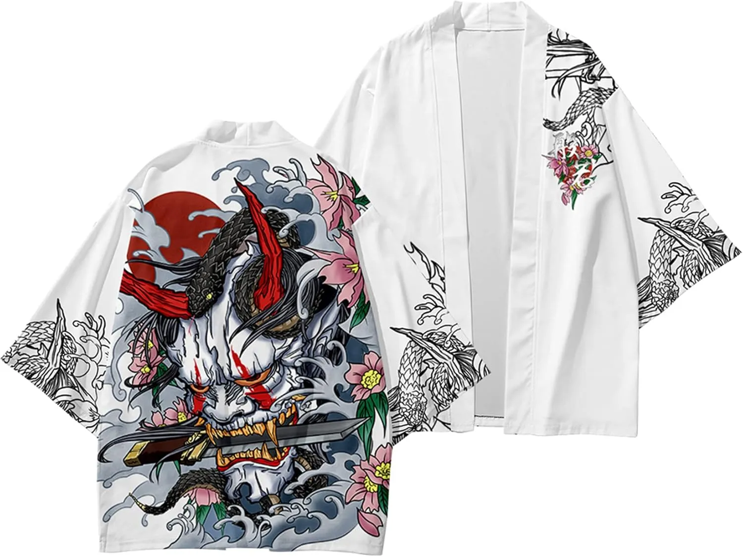 DOSLAVIDA Men's Japanese Style Kimono Set Lightweight Open Front Cardigan Suits Stylish Two Piece Summer Beach Outfits