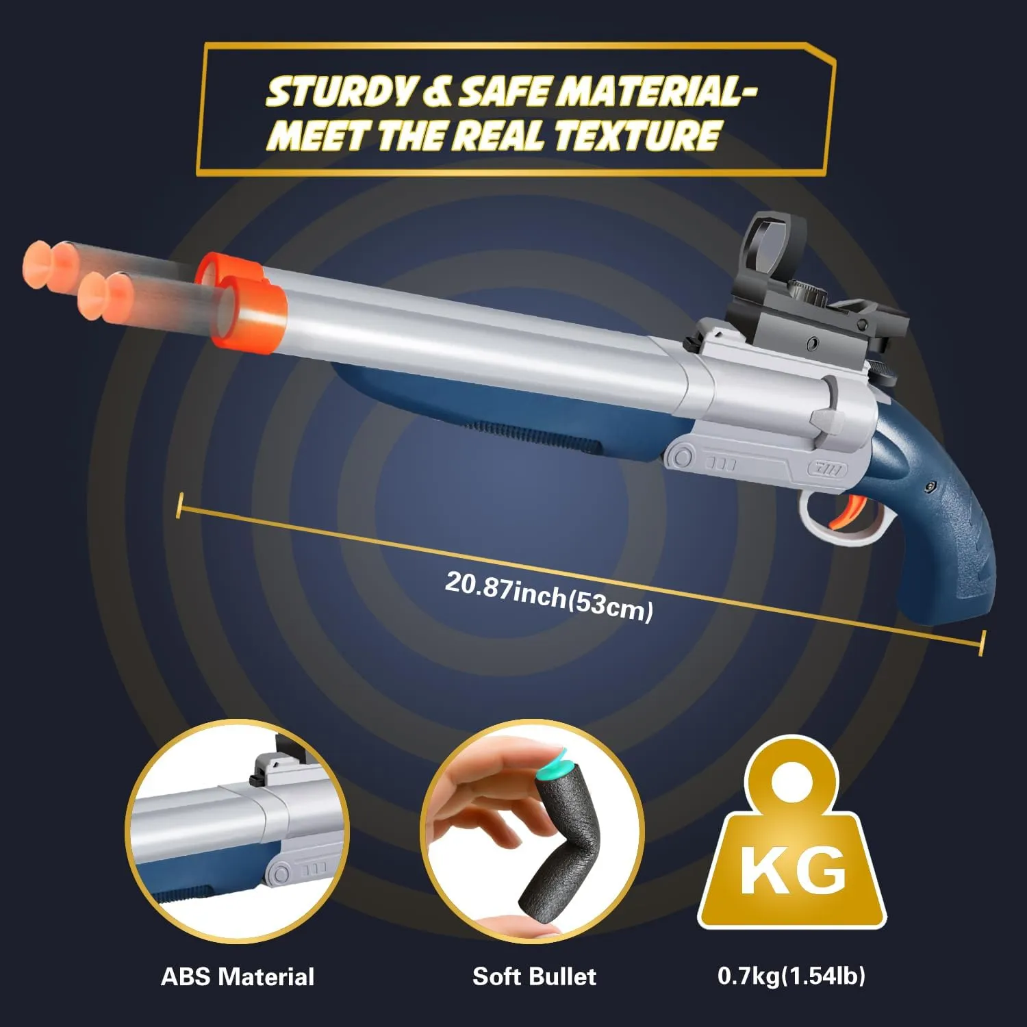 Double-barreled Toy Gun - Two Modes Realistic Soft Bullet Toy Guns Blaster with Sight - Educational Shooting Toy Shotgun - Gifts for Boys Christmas Birthday Halloween Present
