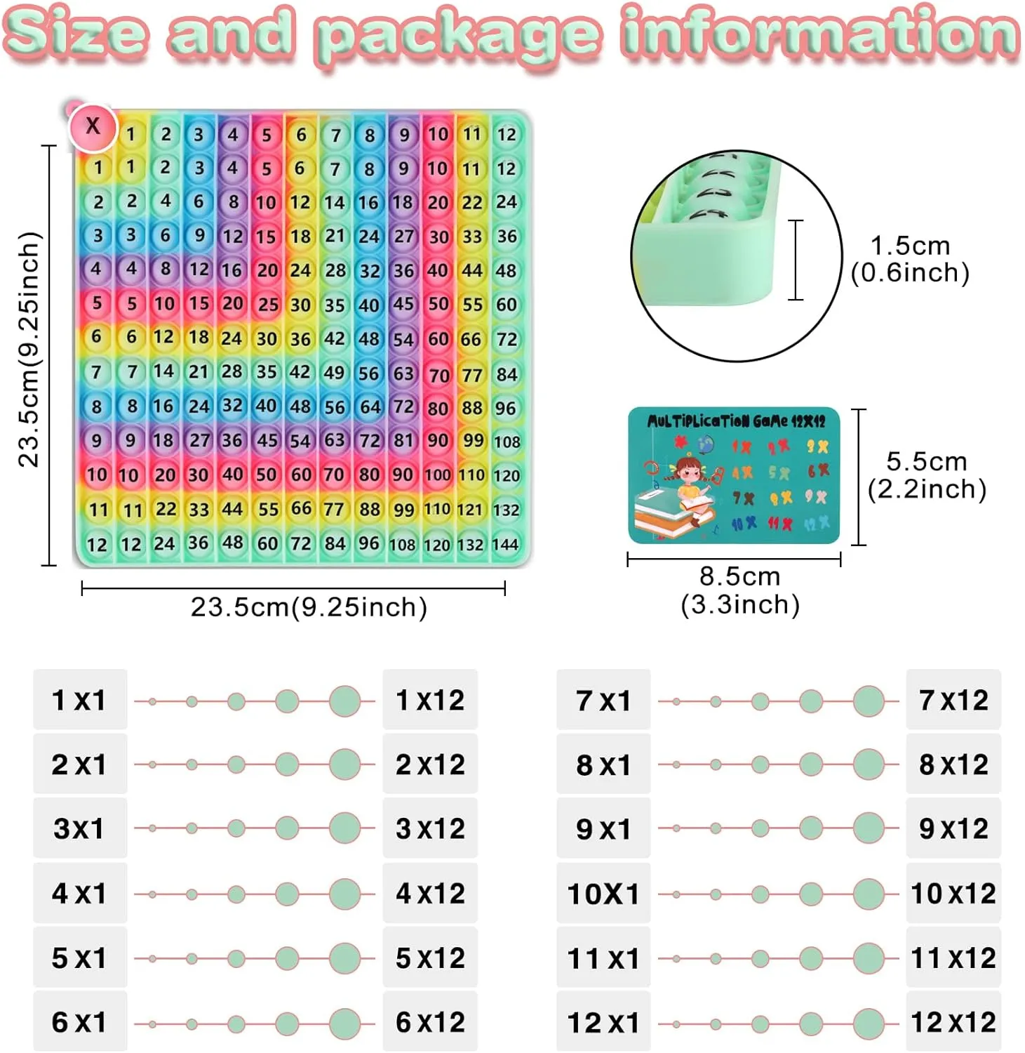 Doubled Side Right-Angled Macaron Multiplication Game and Addition Numbers POP Fidget Math Toys, Create Various Math Operations, Stress Relief Fidget Learning Game with Flash Cards