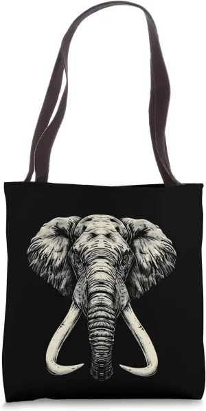 Drawing Elephant Tattoo With Tusk Funny Graphic Tees Tote Bag