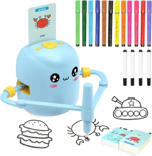 Drawing Robot for Kids, Interactive Educational Drawing Robot with Voice Interaction, Montessori Drawing Learning Toy with 100 Word Cards & 16 Color Pens, Christmas Birthday Present for Kids 5 6 7 8 9