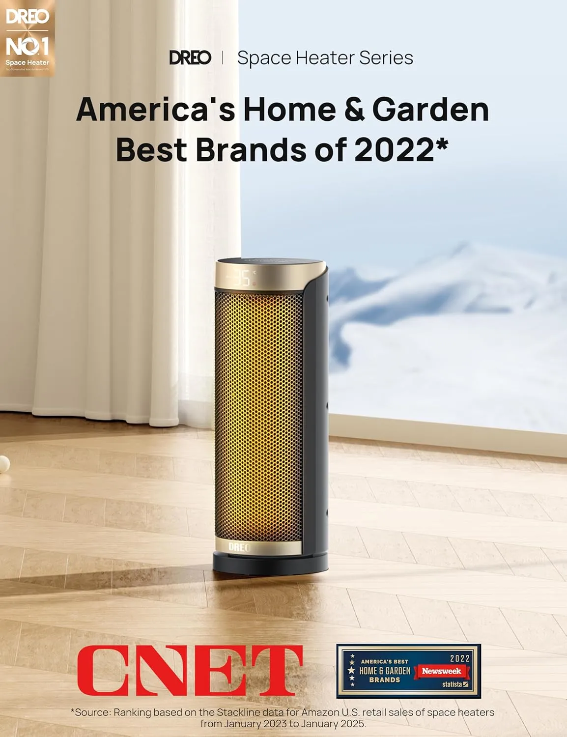 Dreo Space Heater, 1500W PTC Ceramic Heaters for Indoor Use with Remote, 70° Oscillation, 1-12H Timer, Electric Heaters with Thermostat, Fast and Safe Portable Heater for Office, Bedroom, Large Room