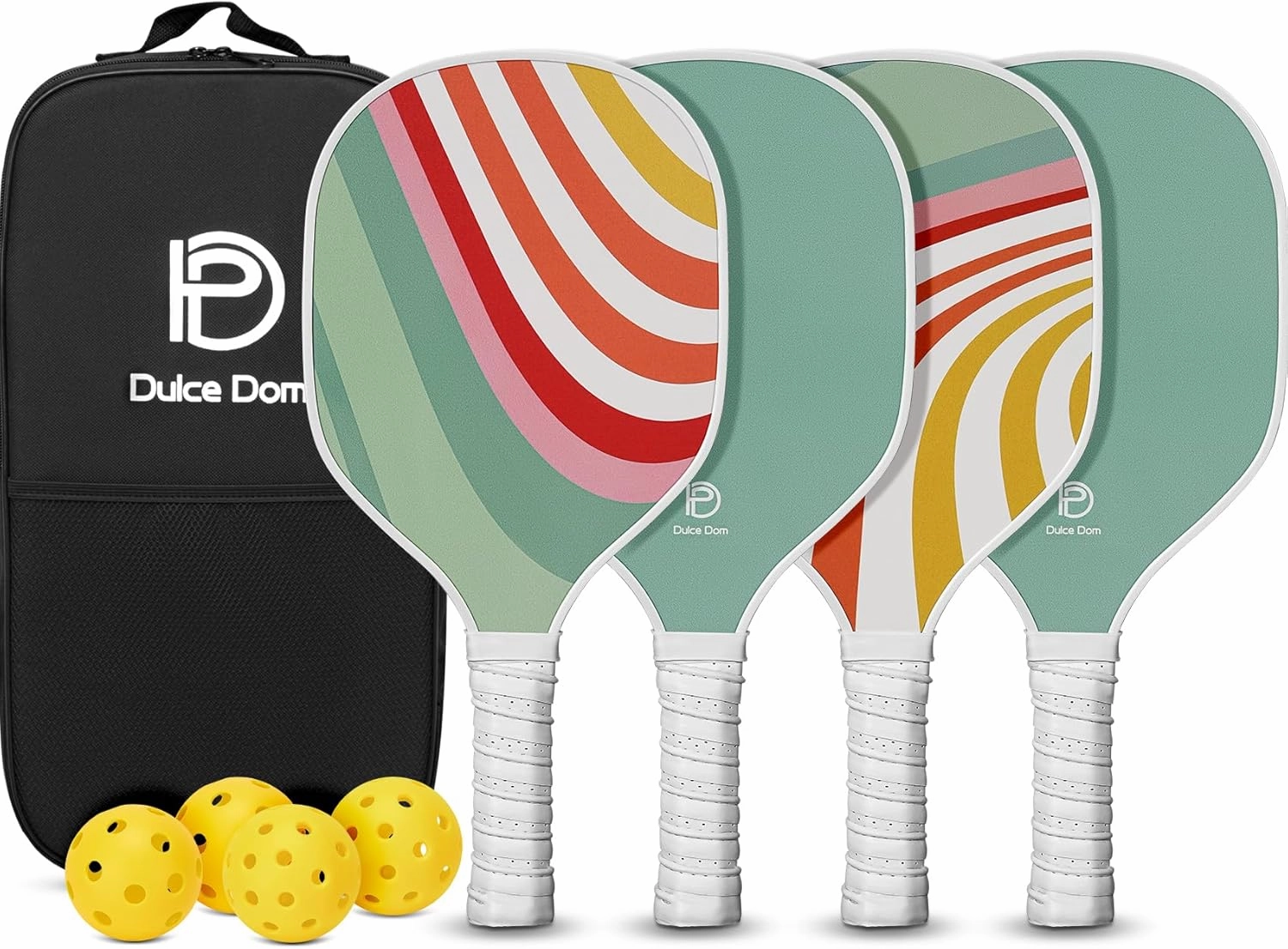 DULCE DOM Pickleball Paddles Set of 2/4 - USAPA Approved, Fiberglass Surface Pickleball Racket with 4 Indoor Outdoor Pickleball Balls and Pickleball Bag, Ideal Training Equipment Gift for Men & Women