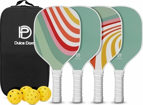 DULCE DOM Pickleball Paddles Set of 2/4 - USAPA Approved, Fiberglass Surface Pickleball Racket with 4 Indoor Outdoor Pickleball Balls and Pickleball Bag, Ideal Training Equipment Gift for Men & Women