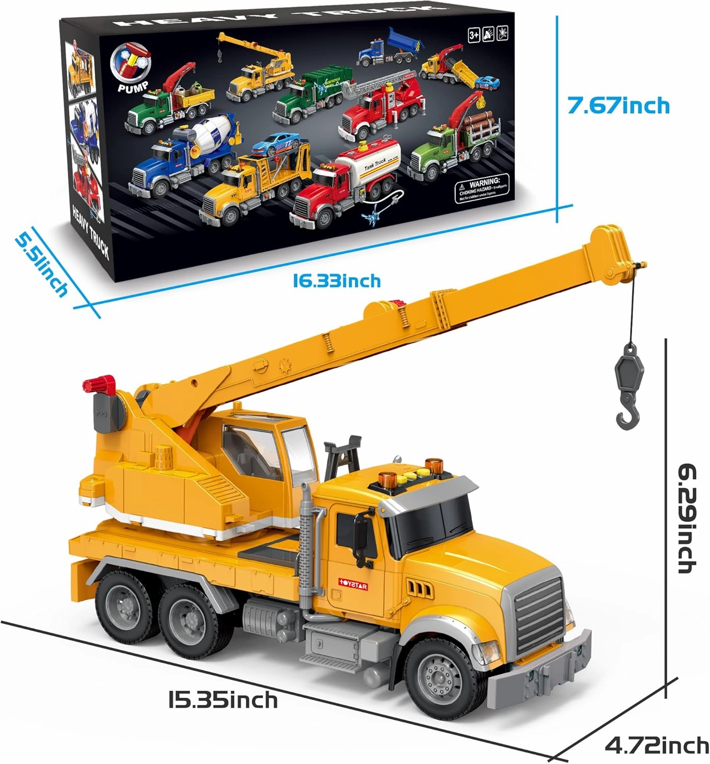 Dwi Dowellin Toys for 3 Years Old Boys Girls Kids,Construction Toy Crane Truck with Lights and Sounds