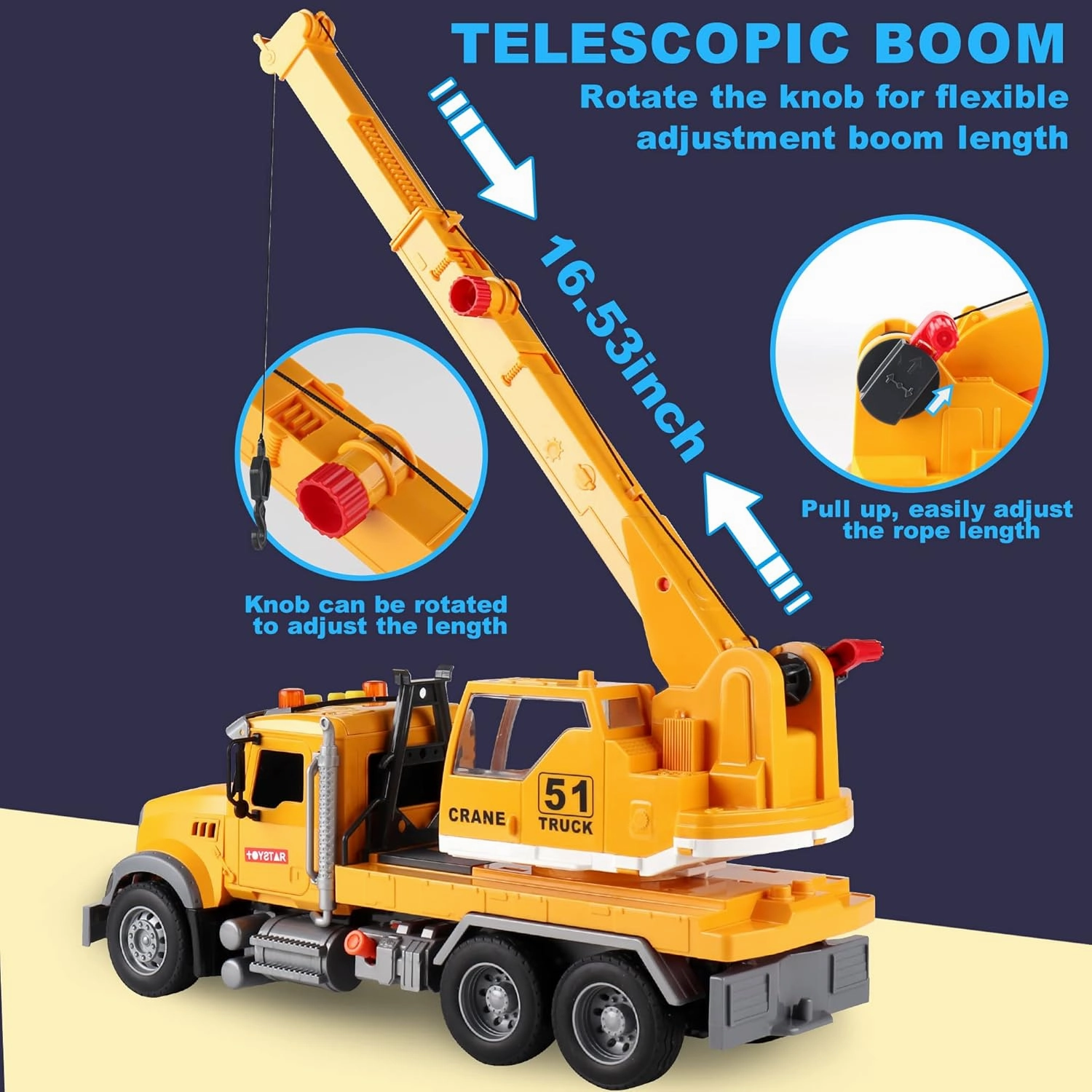 Dwi Dowellin Toys for 3 Years Old Boys Girls Kids,Construction Toy Crane Truck with Lights and Sounds
