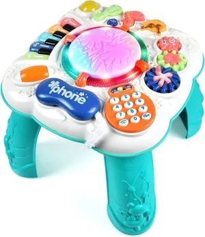 Early Development Baby Toys 6 to 12 Months,Activity Music Toys for Toddlers 11.8×11.8×12.2 Inches (Blue)
