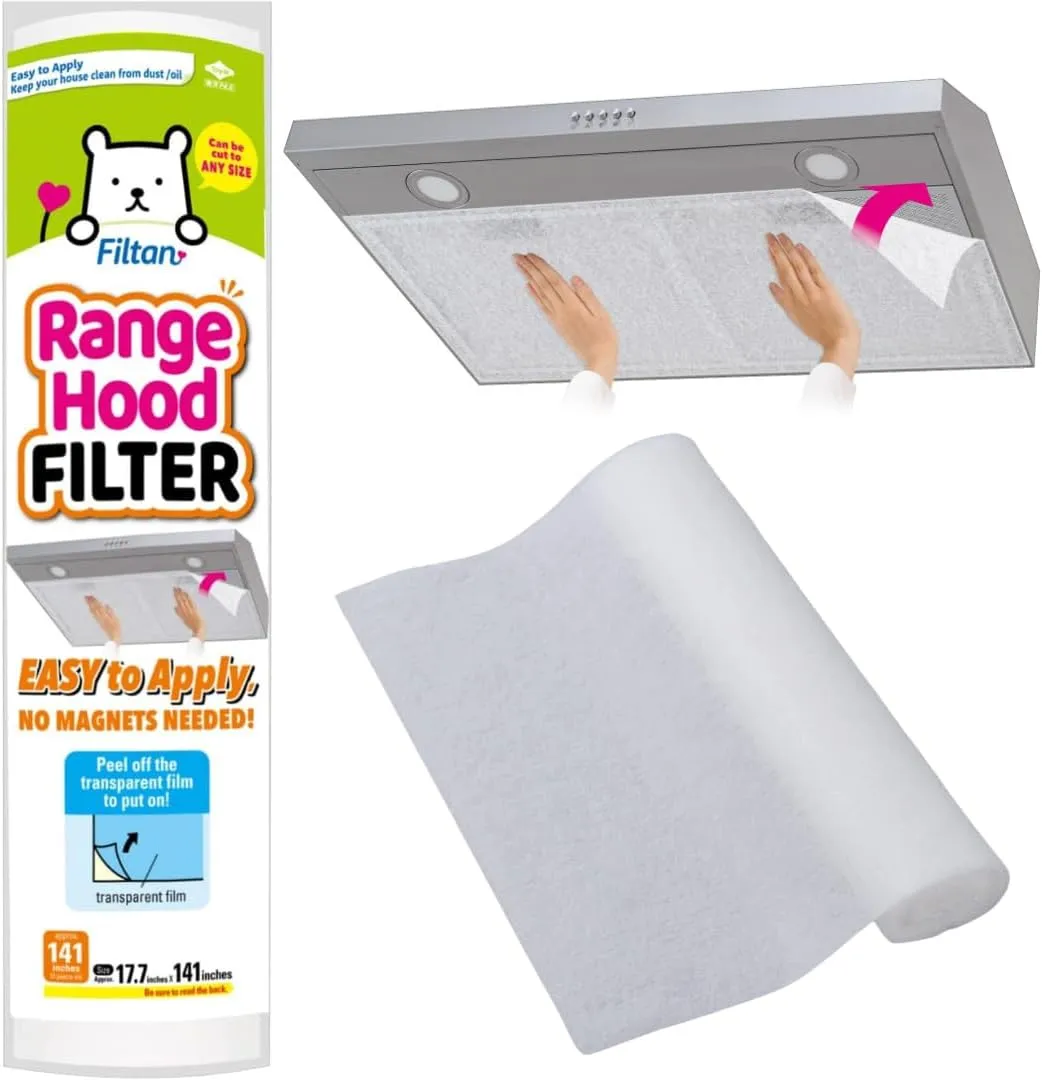 Easy Apply Range Hood Filter - Universal Size (141inches), Replaceable, FILTAN, Made in Japan