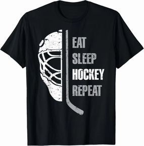 Eat Sleep Hockey Repeat Christmas For Teen Adult Hockey T-Shirt