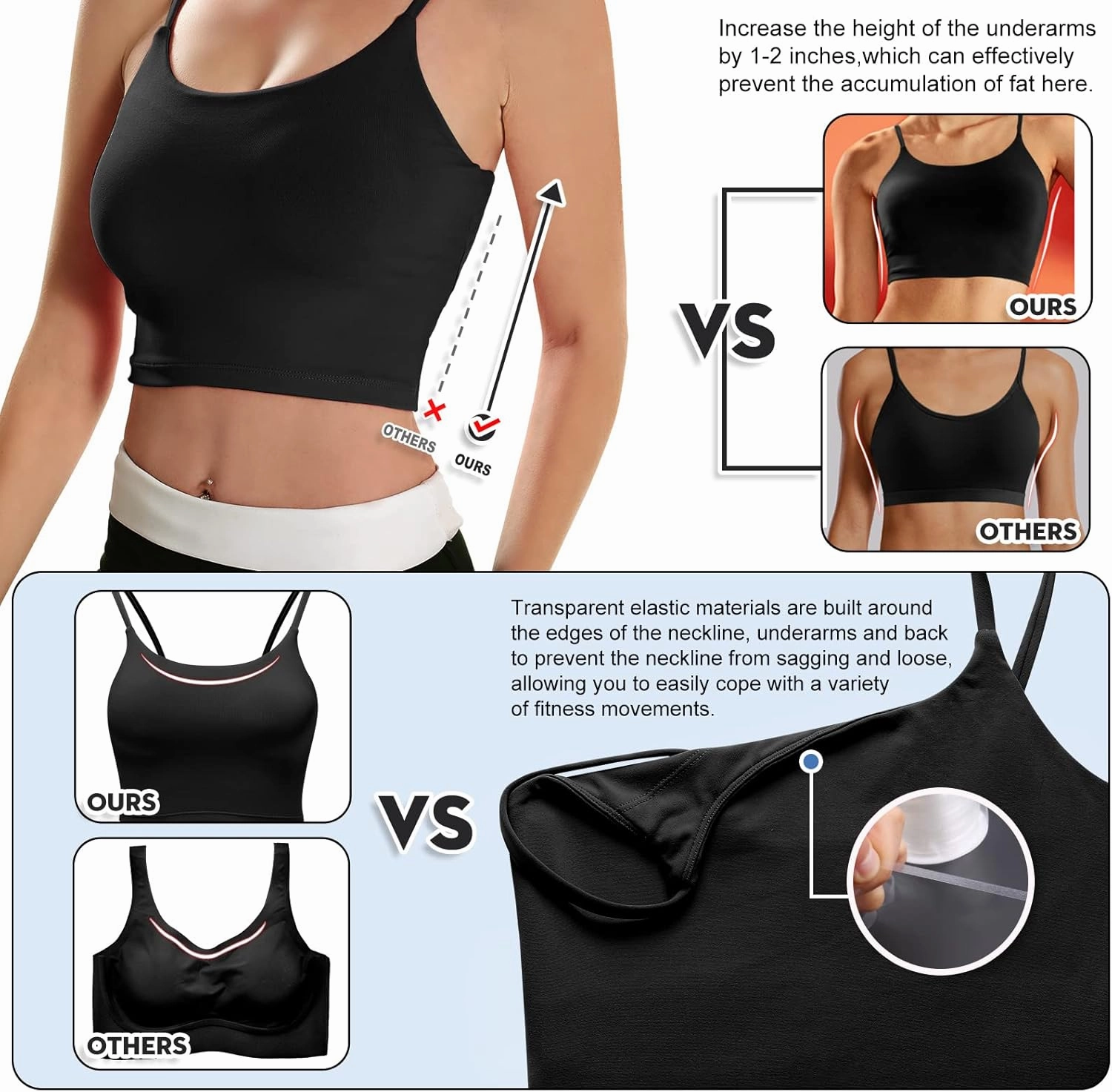 ECOPARTY Sports Bras for Women Quick-Dry Padded Wirefree Workout Crop Cute Tank Tops Camisole Yoga Fitness Running Gym