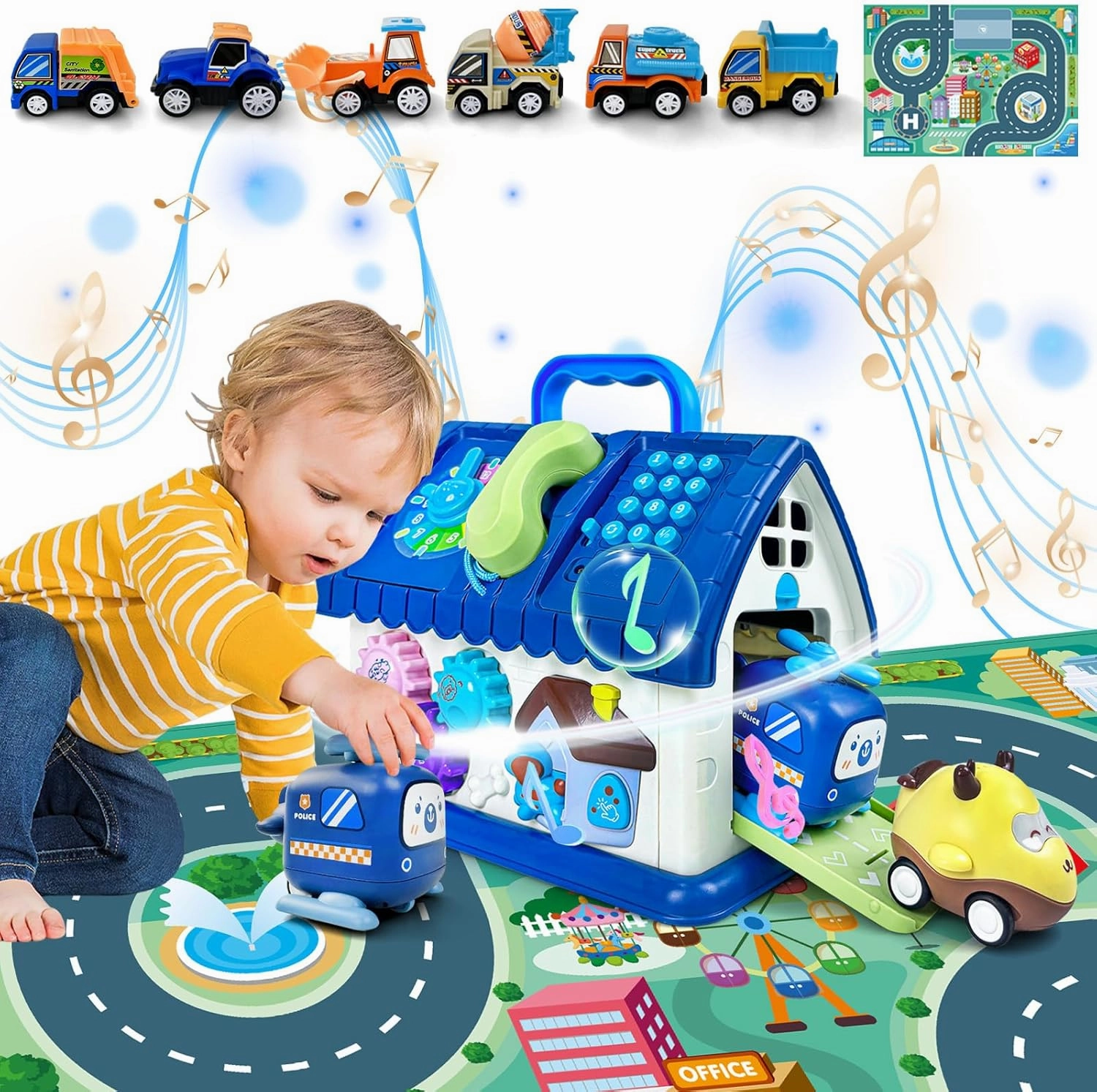 Educational 8-in-1 Multi-Functional House With Mat - Montessori Toys for 1 Year Old - Learning and Music Toys for Toddlers - Gifts for Boys and Girls Birthday Christmas