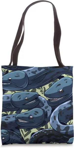Eel Cartoon Pattern - Cute Wildlife Eel Design Tote Bag