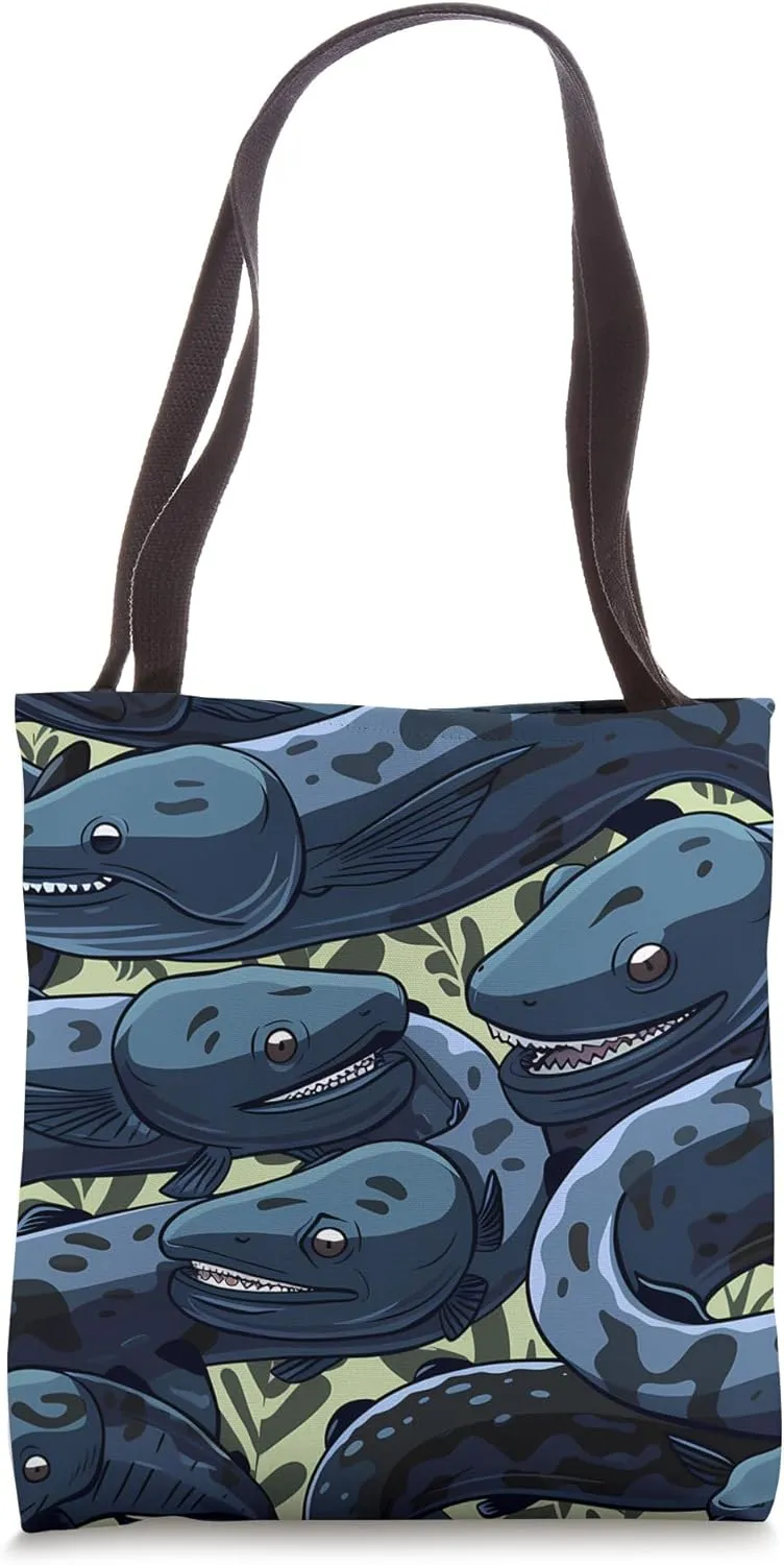 Eel Cartoon Pattern - Cute Wildlife Eel Design Tote Bag