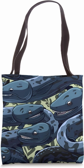 Eel Cartoon Pattern - Cute Wildlife Eel Design Tote Bag