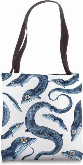 Eel Cartoon Pattern - Cute Wildlife Eel Design Tote Bag