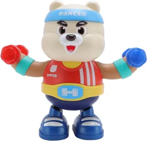 Electric Fitness Bear Toy, Motion Light Music Cute Portable Dancing Bear Toy Robot for Kids, Electric Dancing Toy