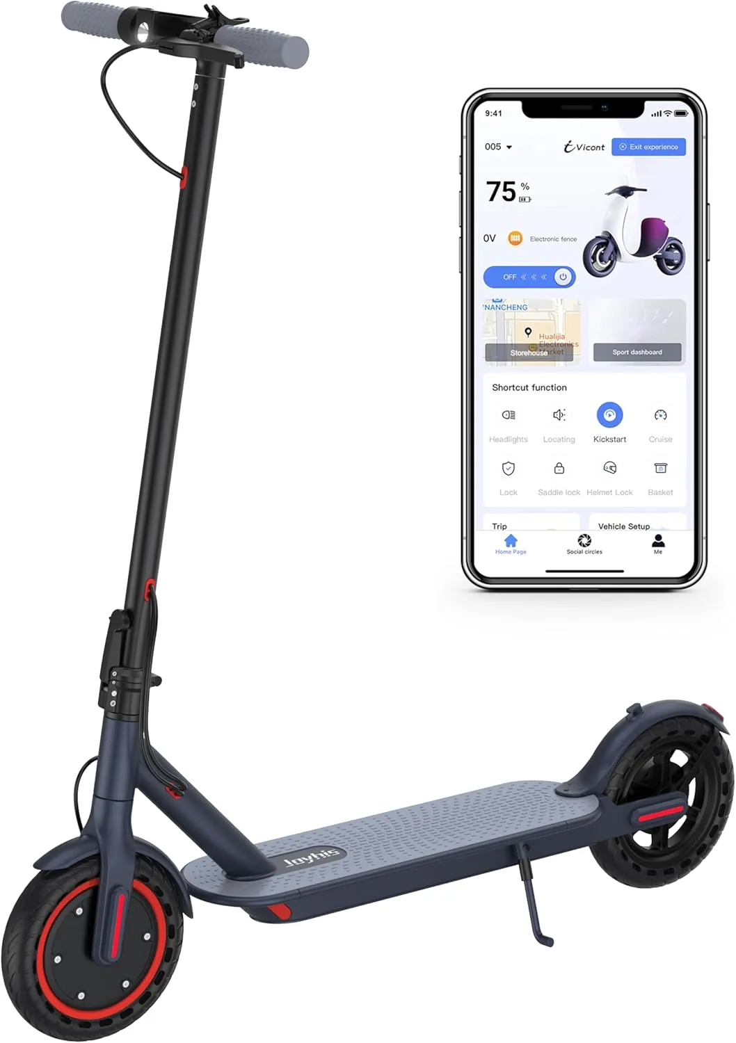 Electric Scooter Adults, Powerful 350W E-Scooter, Max 19 Mph & 19-23 Miles Range Scooters, Folding Scooters with 8.5" Solid Tires, Commuting Scooter Kick Scooter with APP Control
