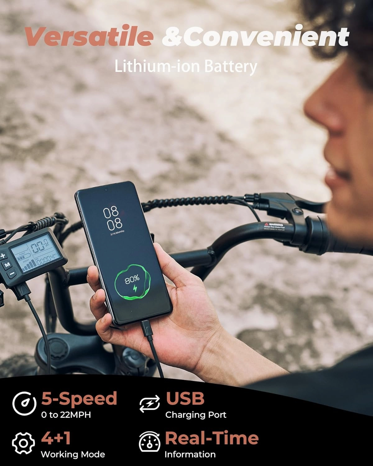 Electric Bike for Adults,16" Electric Dirt Bike with 750W Motor,22MPH 55 Miles PAS Range ebikes for Adults,UL2849 Certified 374.4WH Battery USB Charging Commute Off Road Ebike