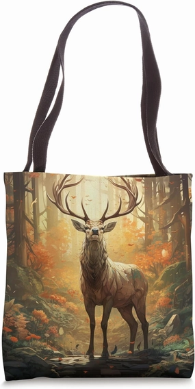 Elk Standing Proud In Forest Graphic Tote Bag