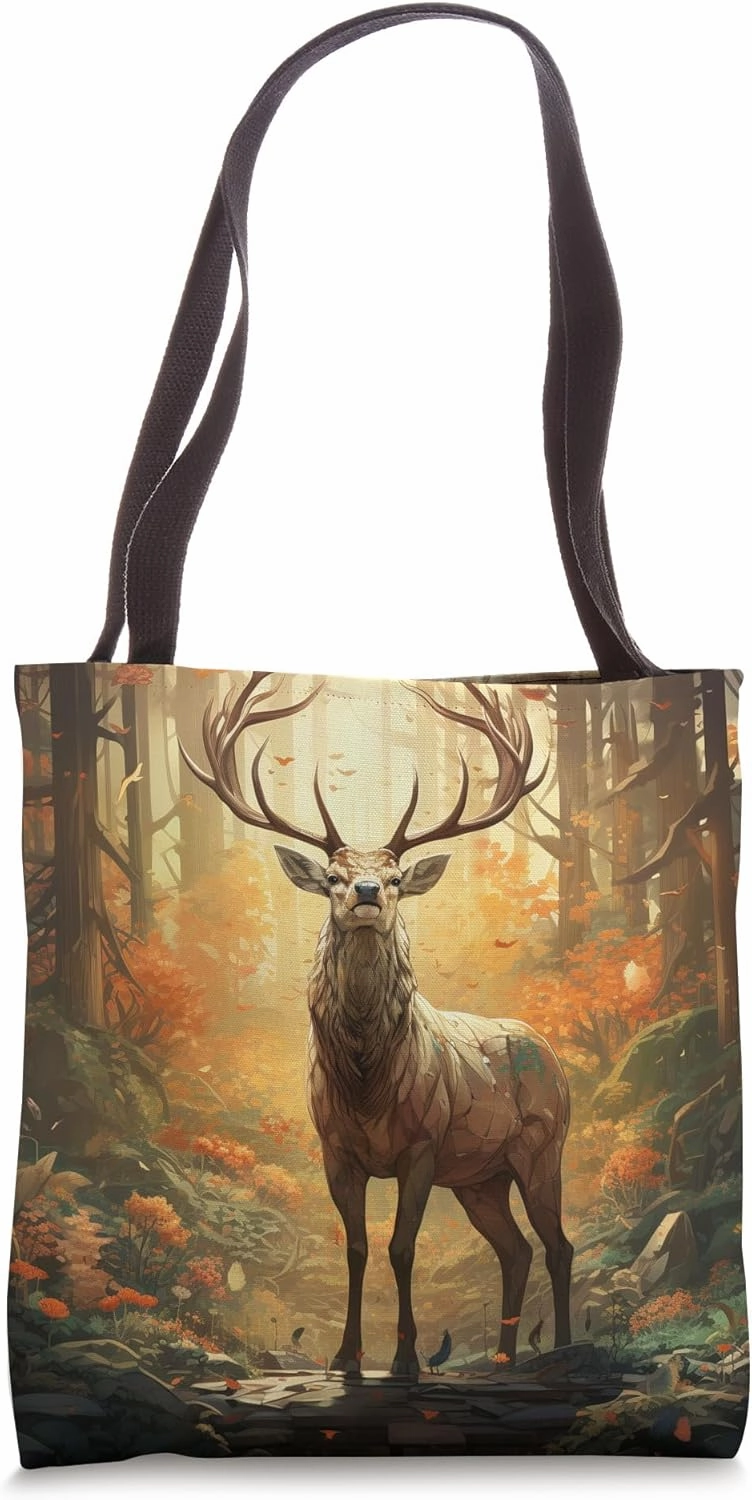 Elk Standing Proud In Forest Graphic Tote Bag