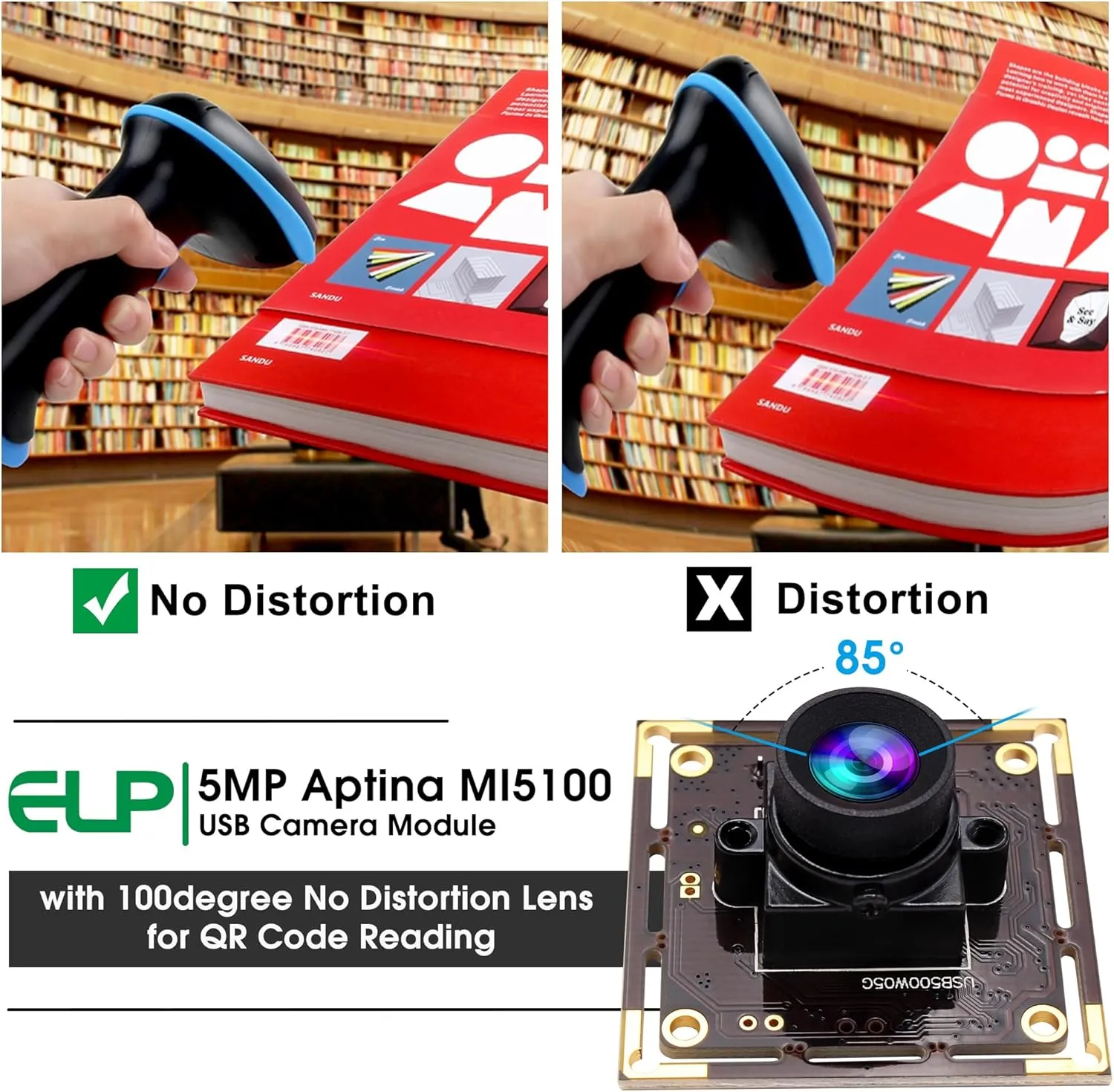 ELP 5mp Wide Angle USB Camera Module for Computer and Raspberry Pi Mini UVC USB2.0 PC Camera 100degree Low Distortion Webcam Board MI5100 Lightburn Camera Laser Engraver Camera for Laptop Jetson Nano
