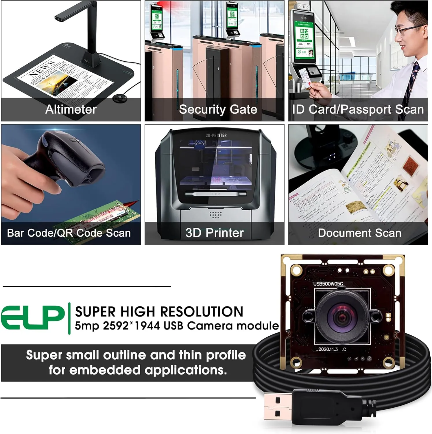 ELP 5mp Wide Angle USB Camera Module for Computer and Raspberry Pi Mini UVC USB2.0 PC Camera 100degree Low Distortion Webcam Board MI5100 Lightburn Camera Laser Engraver Camera for Laptop Jetson Nano