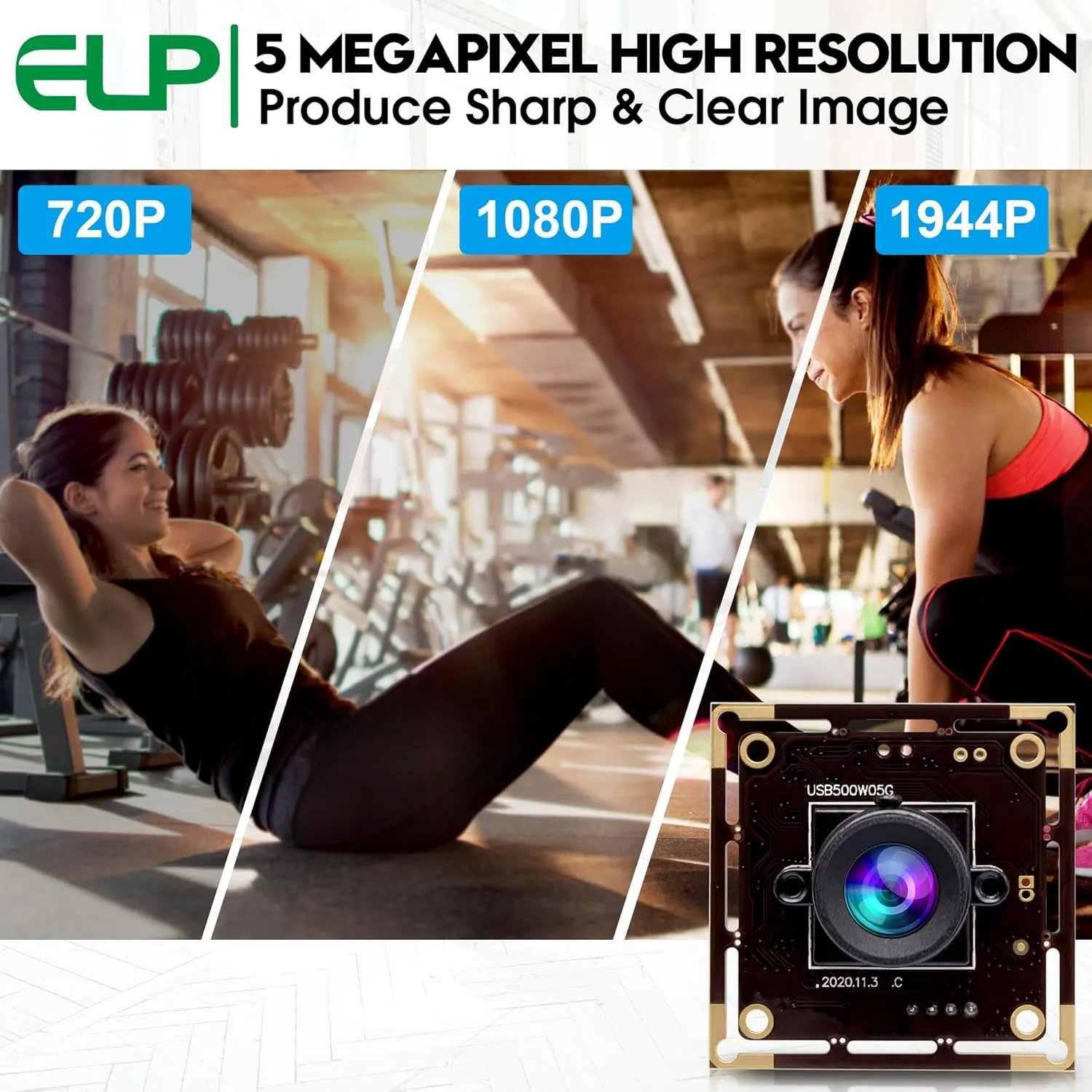 ELP 5mp Wide Angle USB Camera Module for Computer and Raspberry Pi Mini UVC USB2.0 PC Camera 100degree Low Distortion Webcam Board MI5100 Lightburn Camera Laser Engraver Camera for Laptop Jetson Nano
