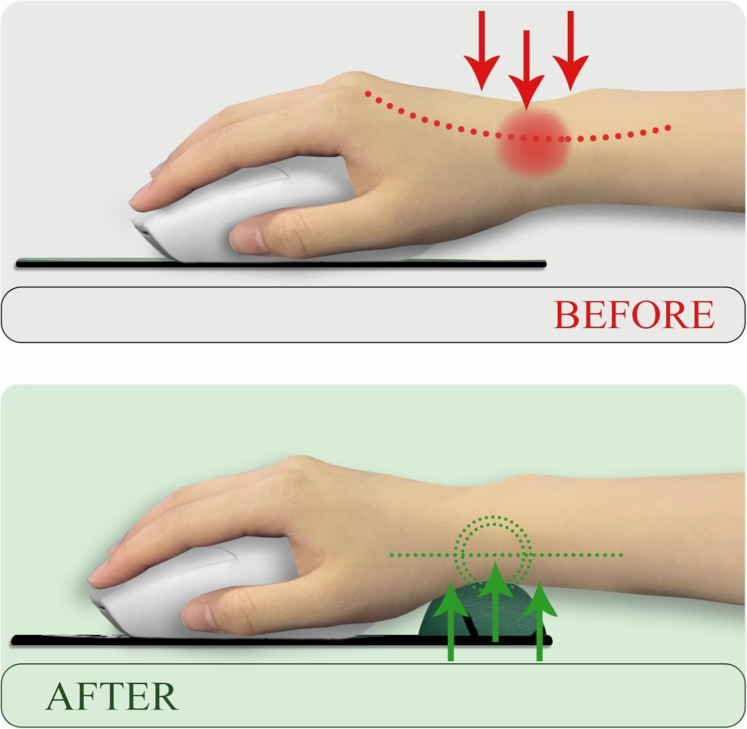 Ergonomic Mouse Pad with Wrist Rest, Sunrise Mountain Gaming Mousepad with Non-Slip Pain Relief PU Base, Funny Wrist Support, Cute Office Desk Accessory