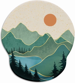 Ergonomic Mouse Pad with Wrist Rest, Sunrise Mountain Gaming Mousepad with Non-Slip Pain Relief PU Base, Funny Wrist Support, Cute Office Desk Accessory