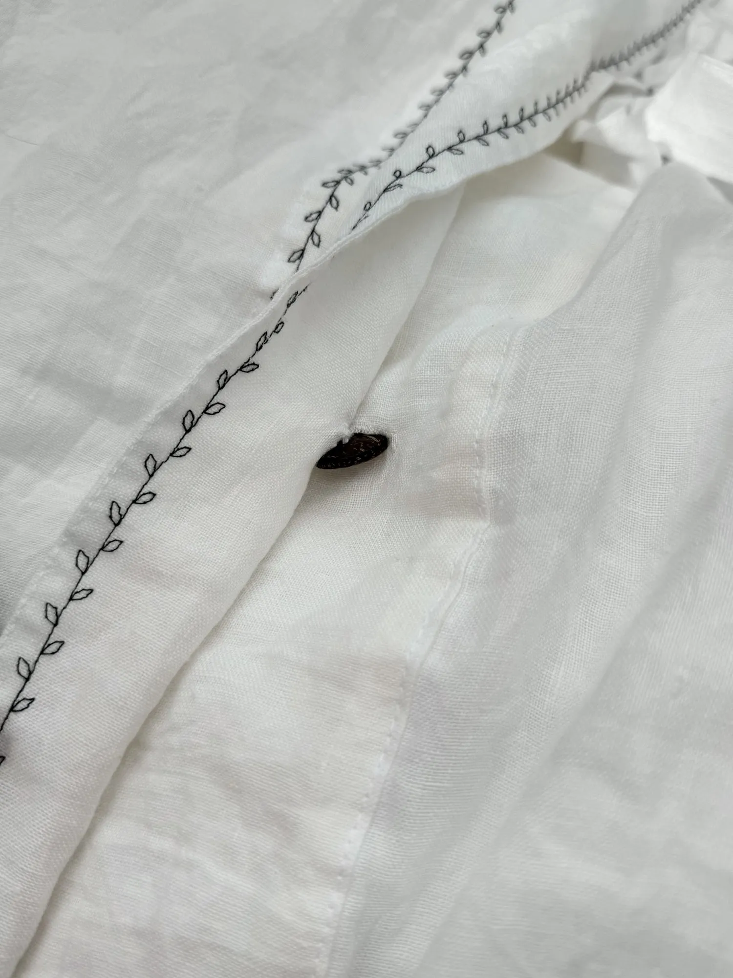 EU size bedding set with Black Embroidery. Light colors options. Top closure for bed sheets