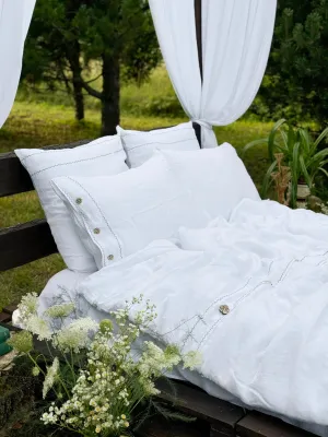 EU size bedding set with Black Embroidery. Light colors options. Top closure for bed sheets