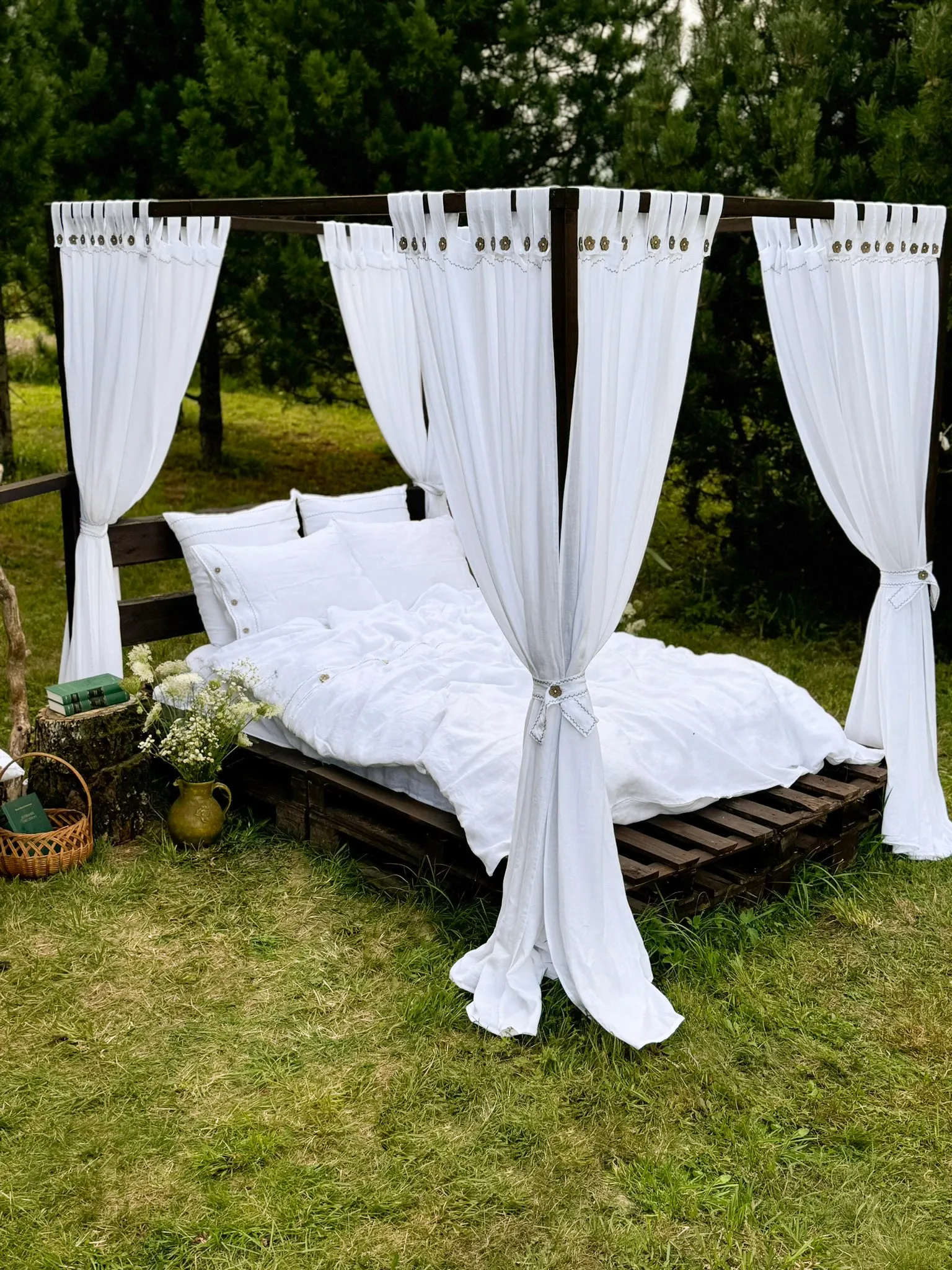 EU size bedding set with Black Embroidery. Light colors options. Top closure for bed sheets