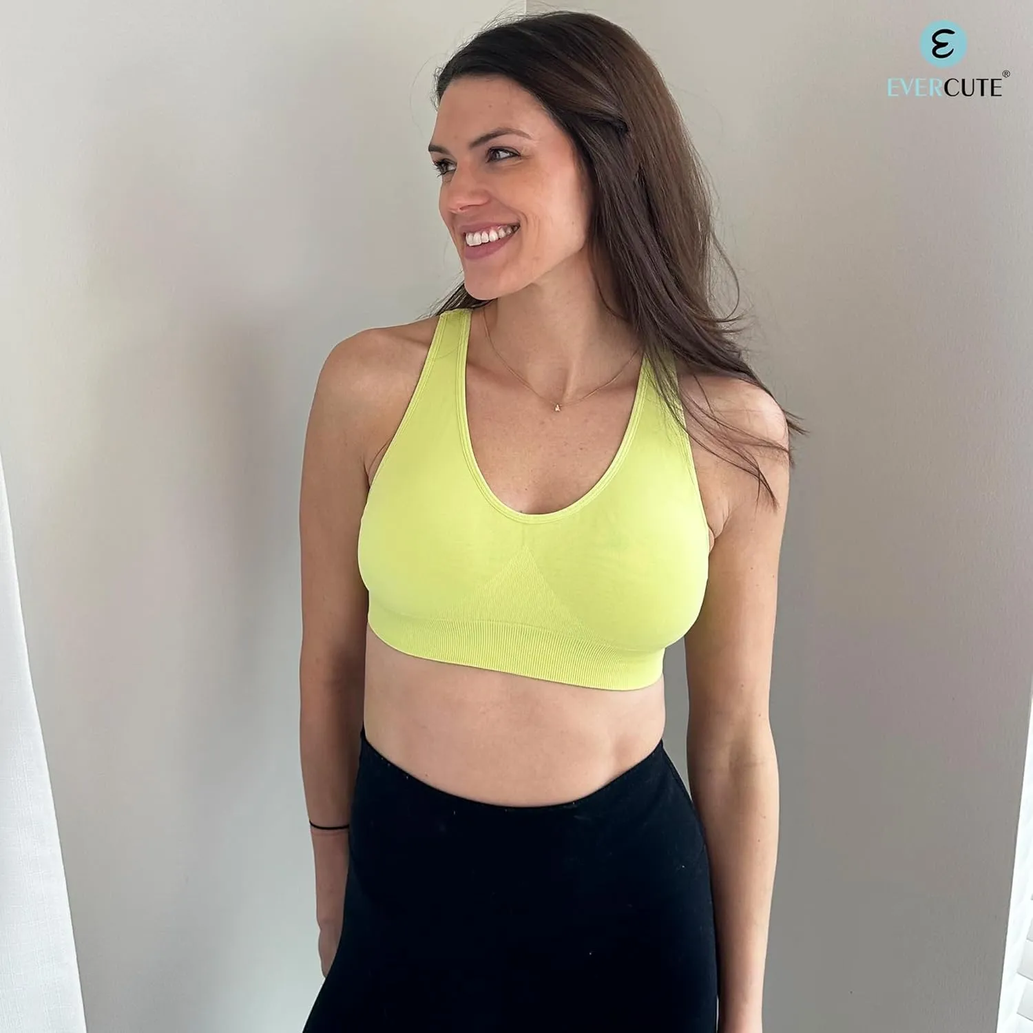 Evercute Cross Back Sport Bras Padded Strappy Medium Support Cropped Bras for Yoga Workout Fitness Bras