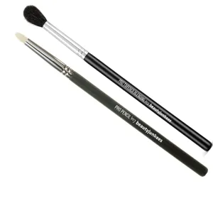 Eyeshadow Blending Makeup Brushes Set – 2pc Beauty Junkees Professional Eye Shadow Blender Make Up Brush, Tapered Bristles for Blended Crease and Pencil Eyeliner Smudger; Premium Quality
