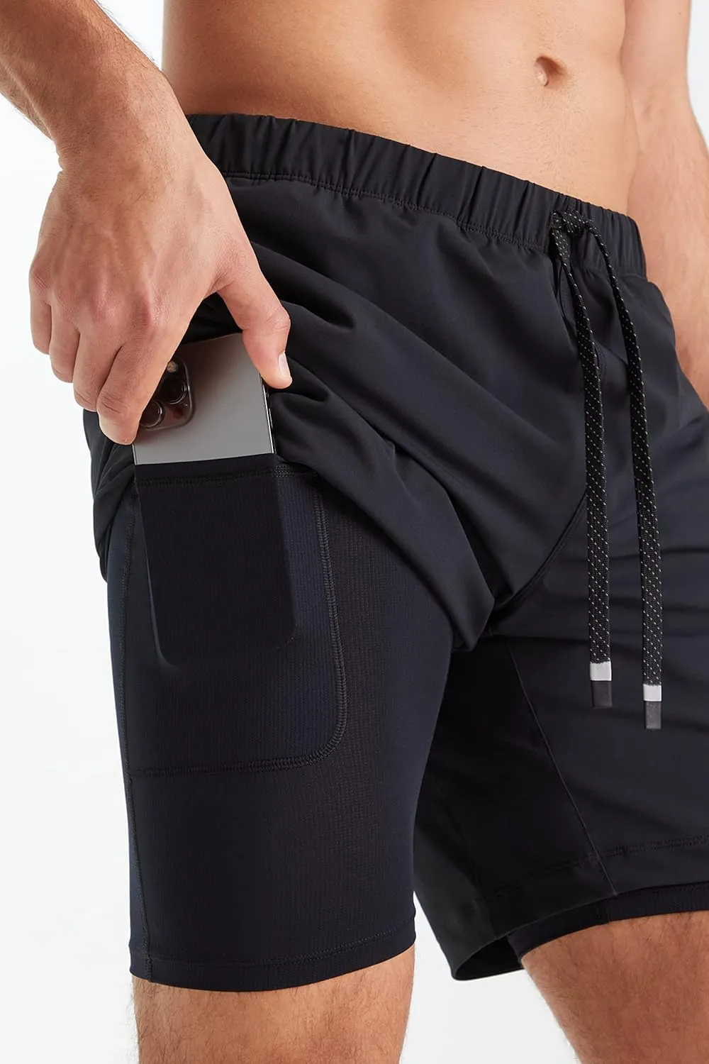 Fabletics Men's The One Short (Lined), Training, Swimming, Lightweight, Quick-Dry, Zip Pocket, Stretch Woven