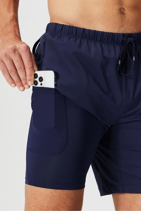 Fabletics Men's The One Short (Lined), Training, Swimming, Lightweight, Quick-Dry, Zip Pocket, Stretch Woven
