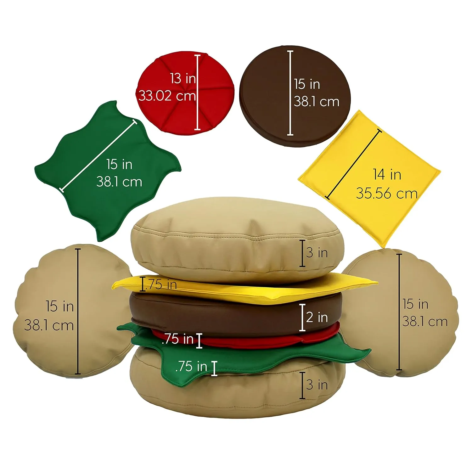 Factory Direct Partners 14010-AS SoftScape Stack-a-Burger Soft Play Set - Pretend Fast Food, Novelty Gift Set Includes All Foam Patty (6-Piece)