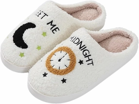 FAYUEKEY Slippers for Women House Indoor Meet Me at Midnight Fuzzy Bedroom Shoes