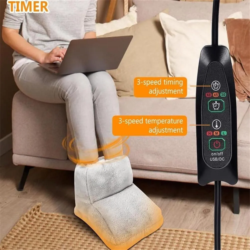 Feet Warmer for Car, Electric Heated Foot Warmers for Men Women, USB Rechargeable Soft Plush Heated Foot Warmer, Cozy Foot Heated Foot Pouch (Temperature Control Type-Brown)