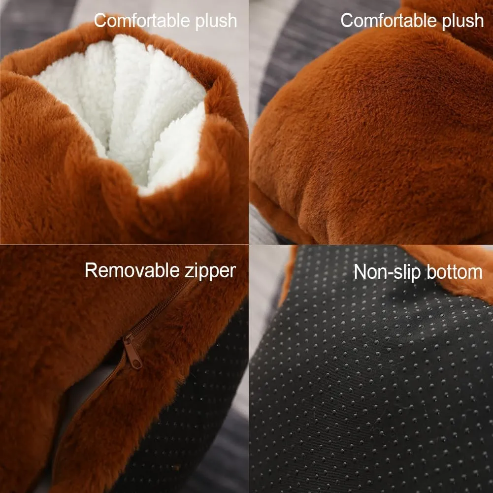 Feet Warmer for Car, Electric Heated Foot Warmers for Men Women, USB Rechargeable Soft Plush Heated Foot Warmer, Cozy Foot Heated Foot Pouch (Temperature Control Type-Brown)