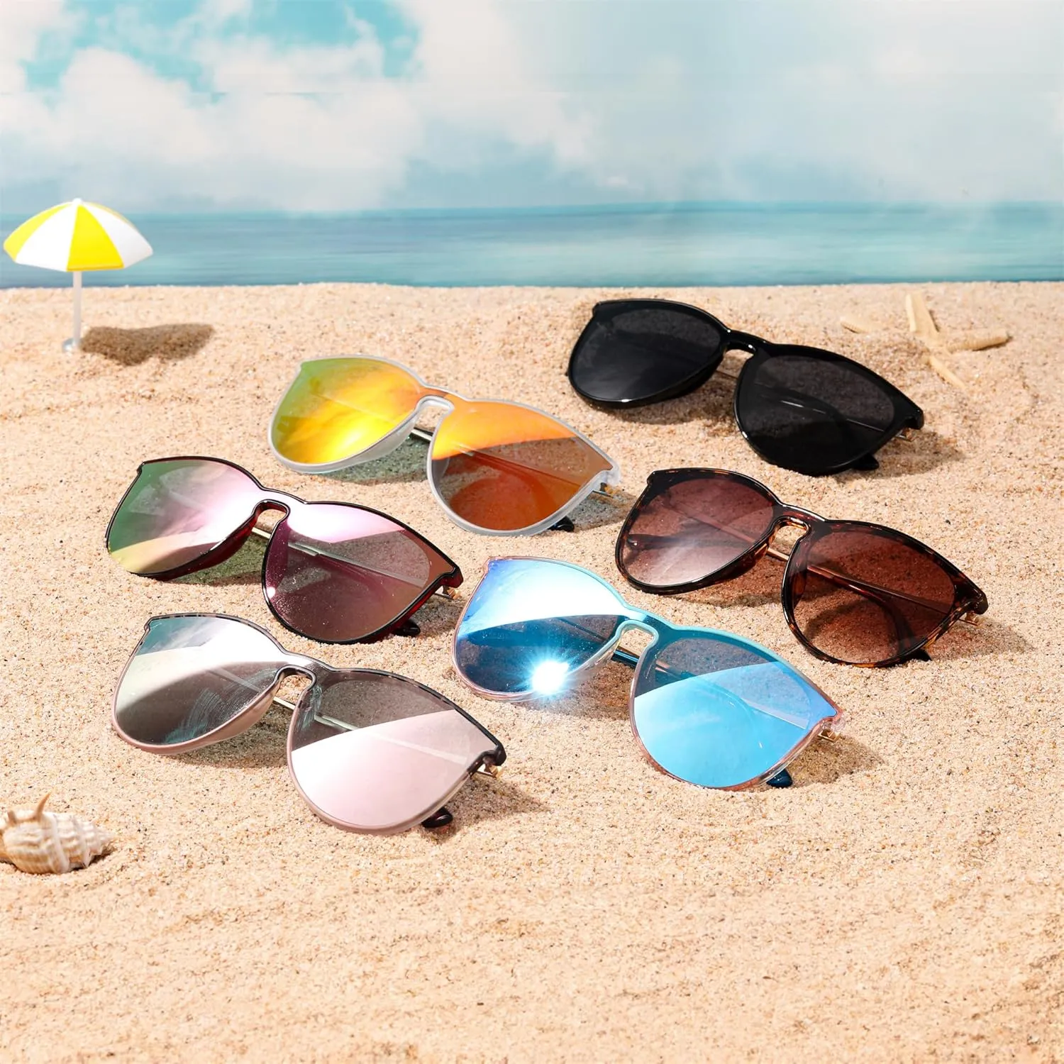 FEISEDY Sunglasses for Women Men Retro Round Cateye Designer Cute Mirrored UV Protection Lens B0210