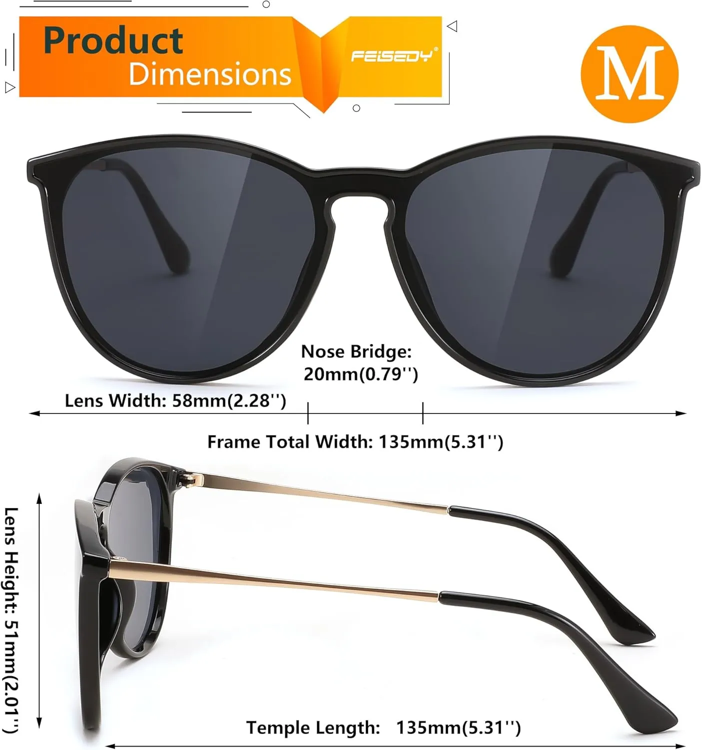 FEISEDY Sunglasses for Women Men Retro Round Cateye Designer Cute Mirrored UV Protection Lens B0210