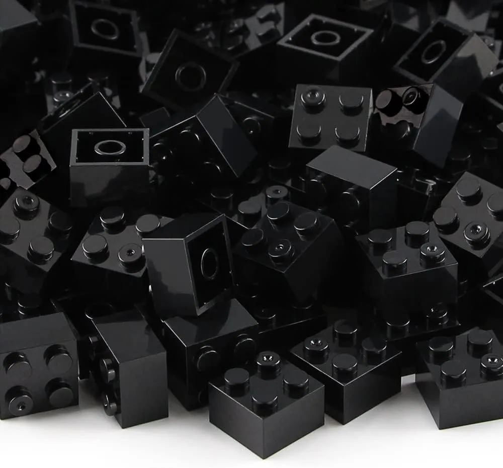 Feleph 2x2 Bricks Black 400 Pieces Parts Classic Building Creative Play Blocks Set Toy Classic Accessories Creative Play Compatible with 3003 Major Brick Brands Building Blocks Toy