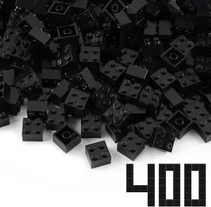 Feleph 2x2 Bricks Black 400 Pieces Parts Classic Building Creative Play Blocks Set Toy Classic Accessories Creative Play Compatible with 3003 Major Brick Brands Building Blocks Toy