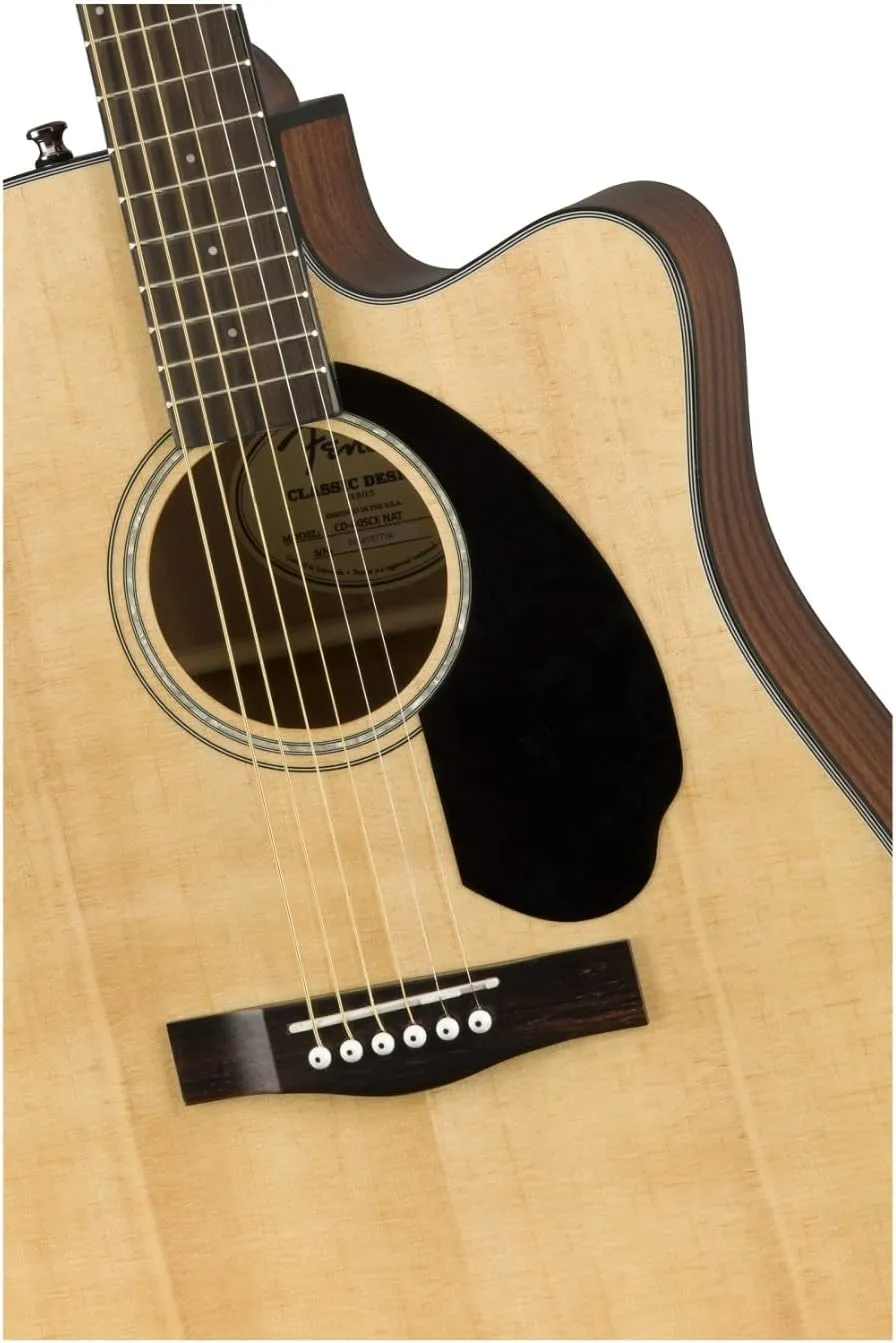 Fender CD-60SCE Dreadnought Cutaway Acoustic Electric Guitar, with 2-Year Warranty, Fishman Pickup and Preamp System, Natural